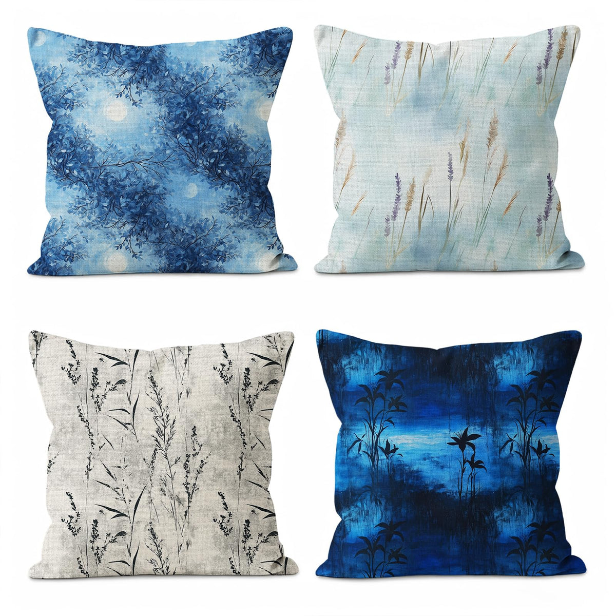 Vintage Floral Throw Pillow Covers 4-Pack