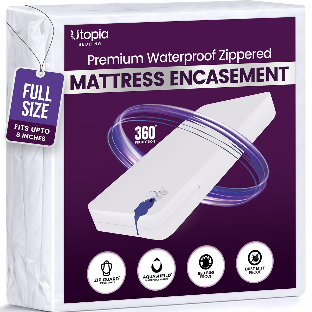 Waterproof 6-Sided Zippered Mattress Encasement