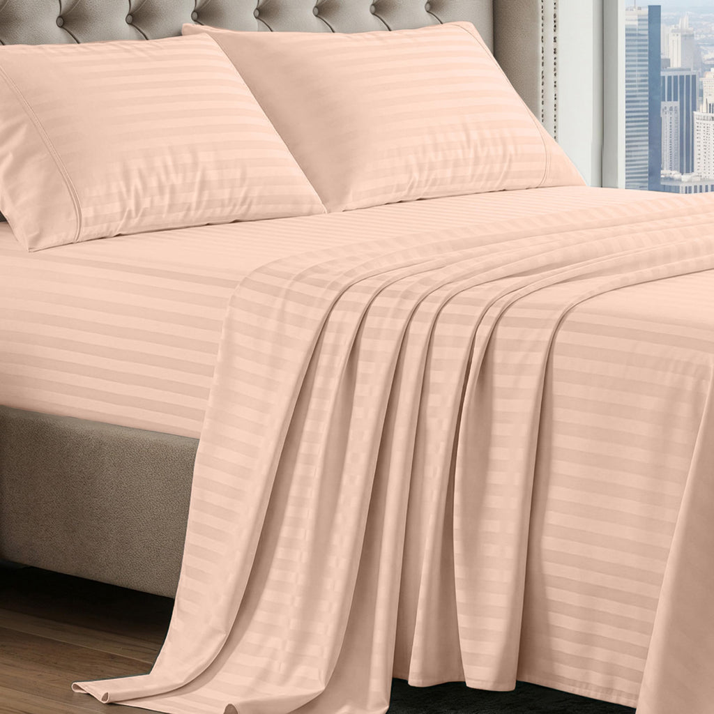 Egyptian Cotton Sateen Sheet Set with Fully Elasticized Fitted Sheet