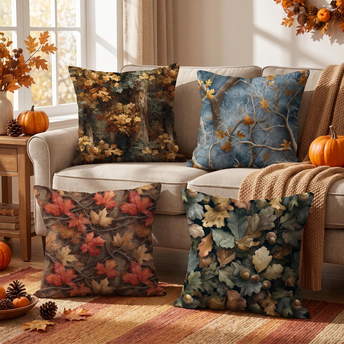 Vintage Floral Throw Pillow Covers 4-Pack