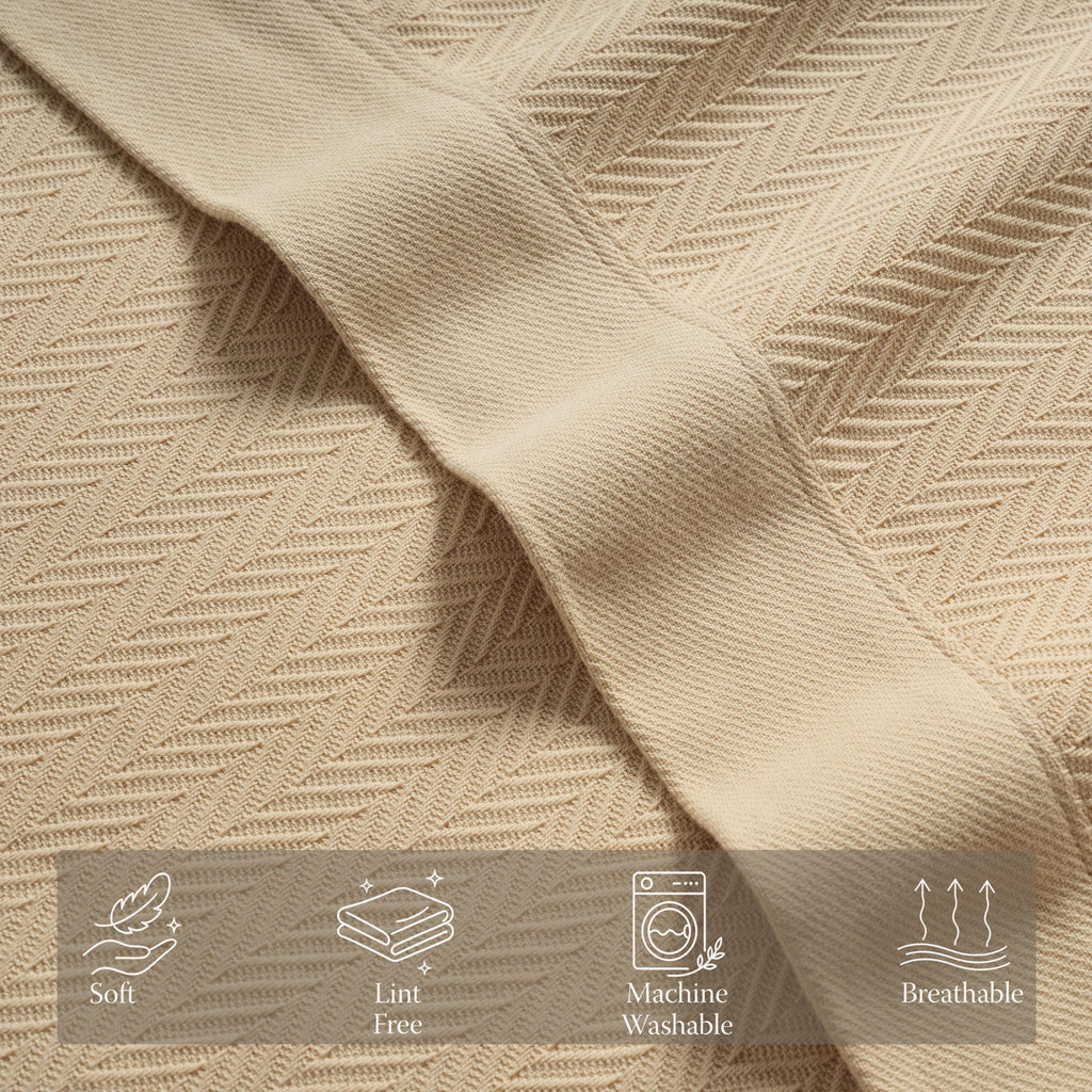 Threadmill Cotton Blanket, Herringbone All-Season Breathable