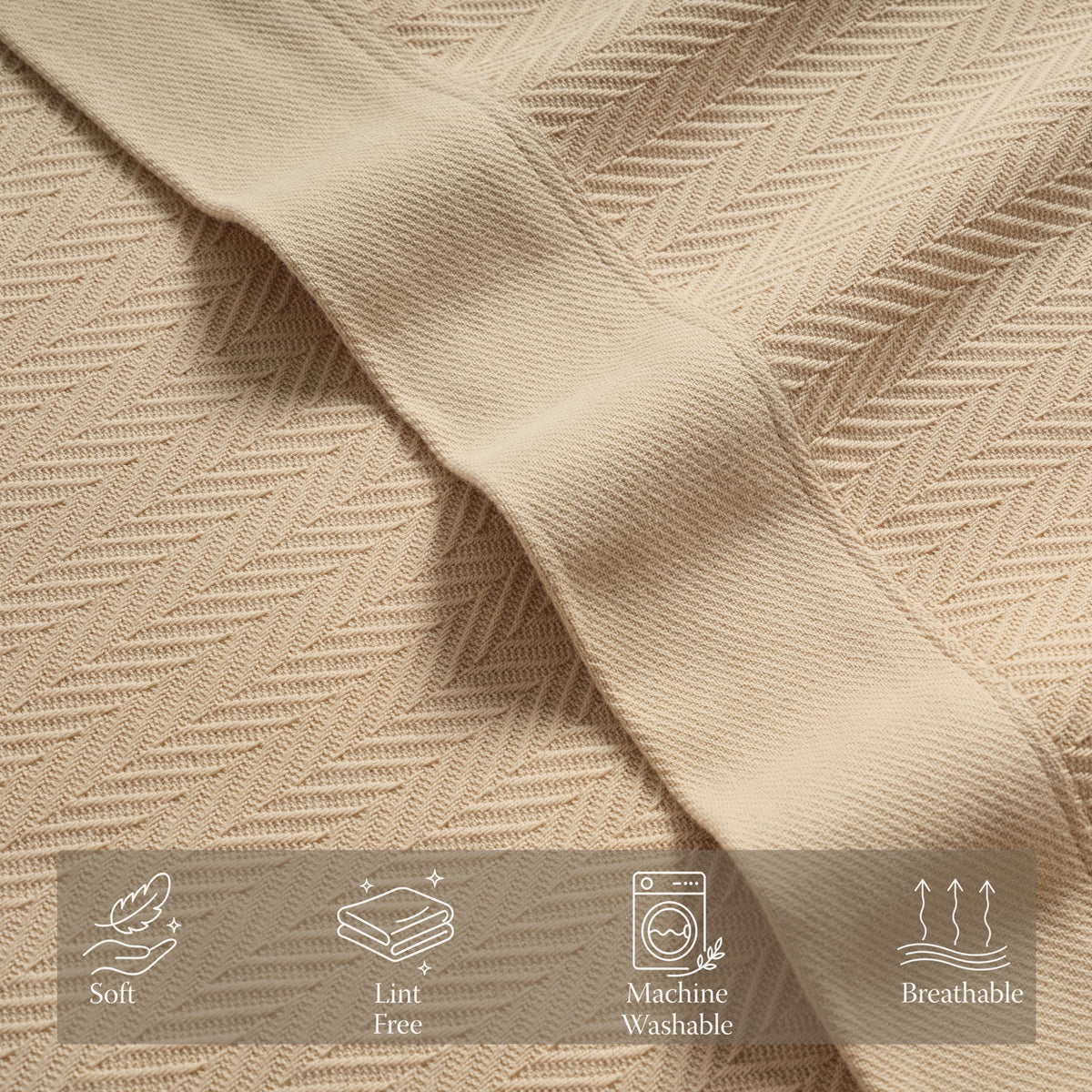 Threadmill Cotton Blanket, Herringbone All-Season Breathable